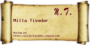 Milla Tivadar névjegykártya